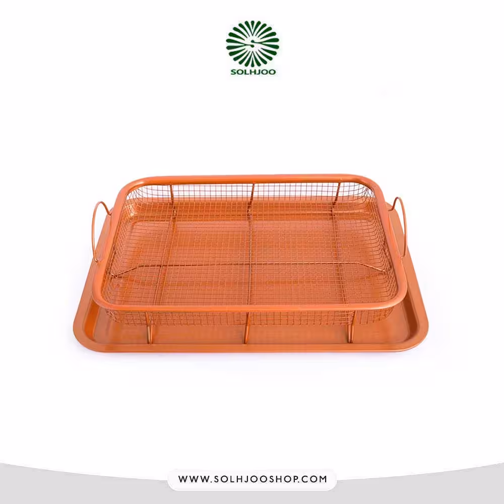 سینی تفلون مستطیل توری روغن گیر