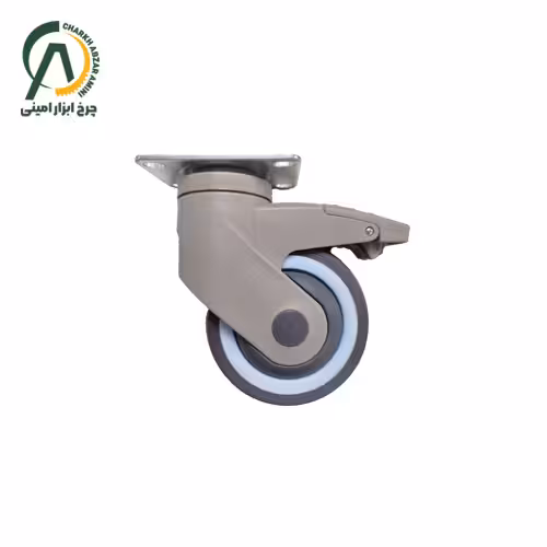 چرخ بیمارستانی پی وی سی دور آبی گردان ترمزدار قطر 100 میلی متر
