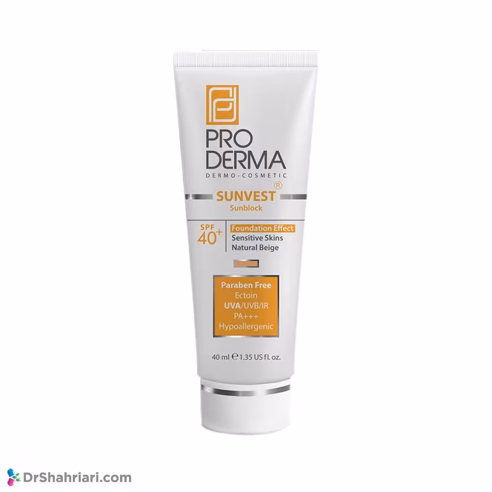 کرم ضد آفتاب مینرال رنگی پرودرما ⁺SPF40 مناسب پوست های حساس | 40 میلی لیتر