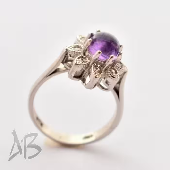 انگشتر نقره زنانه آمتیست (آماتیست) اصل و معدنی دامله آقابزرگ کد Am08