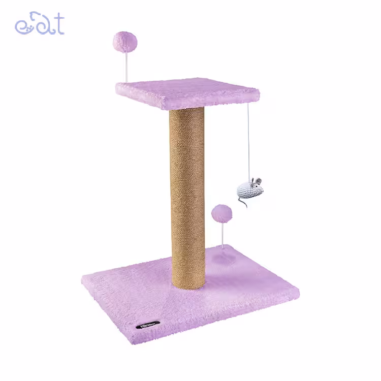 اسکرچر و درخت گربه دو طبقه ساده برند نیناپت NinaPet (رنگ یاسی)