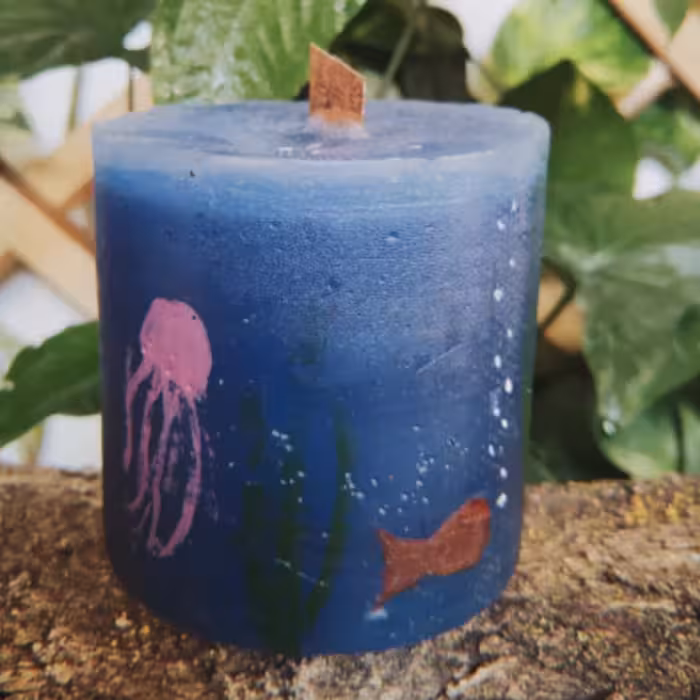 شمع  دست ساز معطر  طرح اعماق  دریا. 