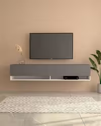شلف دیواری تلویزیون، جنس ام دی اف، رنگ طوسی سفید، مدل W.B007
