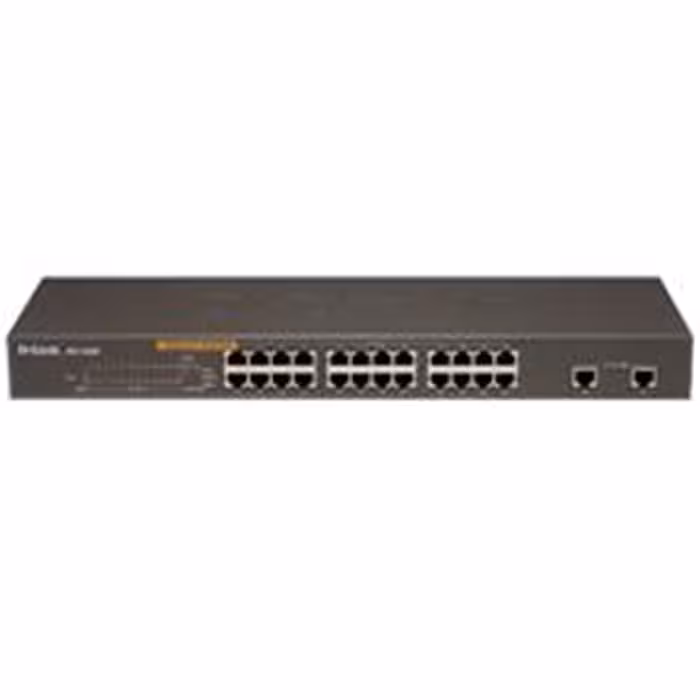 سوییچ 24 پورت مگابیتی، غیر مدیریتی و رکمونت دی-لینک مدل DES-1026G با دو پورت گیگابیتی