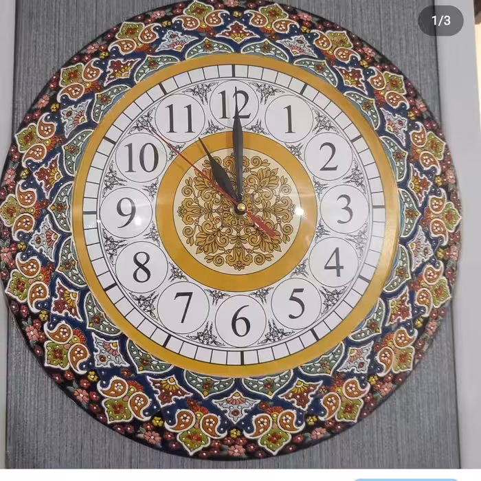 ساعت دیواری سایز بزرگ سفالی میناکاری کد 01