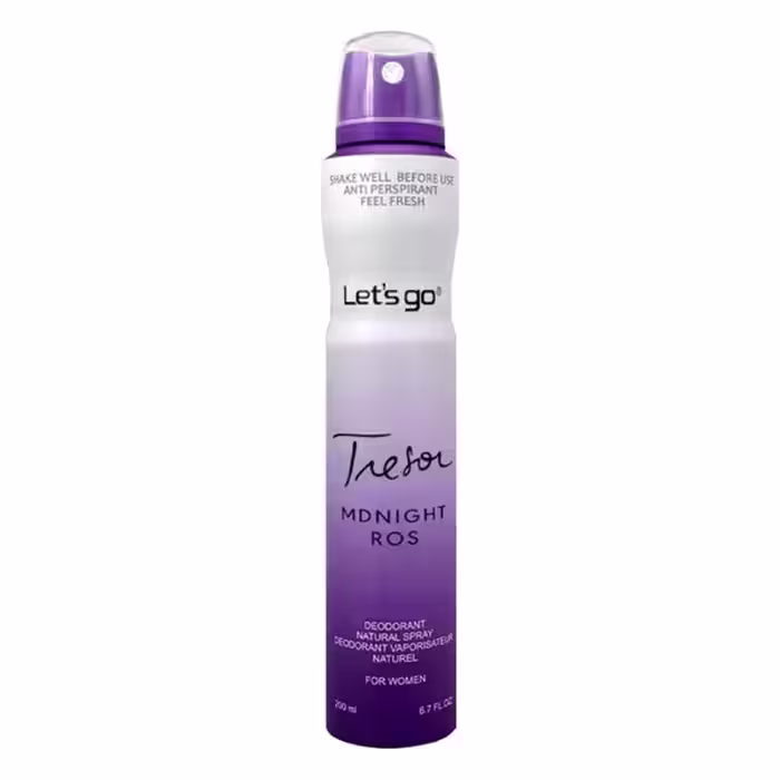 اسپری خوشبو کننده بدن زنانه lets go لتس گو مدل midnight rose حجم 200 میلی لیتر | Let’s Go women’s Body Deodorant Spray Model midnight rose 200 ml