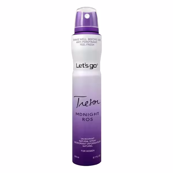 اسپری خوشبو کننده بدن زنانه lets go لتس گو مدل midnight rose حجم 200 میلی لیتر | Let’s Go women’s Body Deodorant Spray Model midnight rose 200 ml