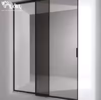 مکانیزم تاپ لاین ROOF HANG تک درب شیشه‌ای با پروفیل آلومینیومی و عرض درب حداکثر 120 سانتیمتر فانتونی