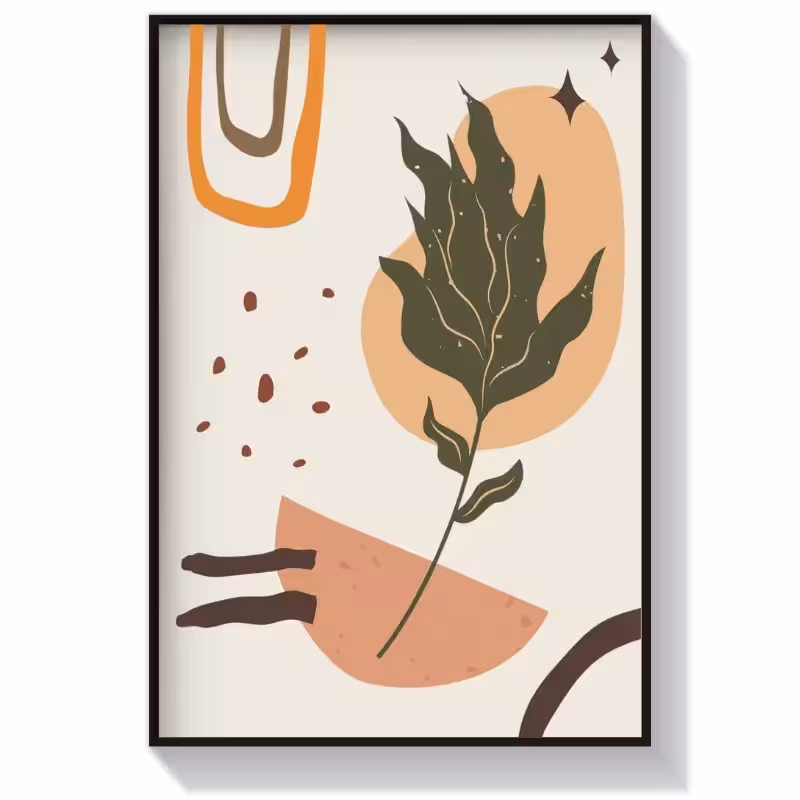 تابلو دکوراتیو بوهو طرح گلدان آجری و گیاه