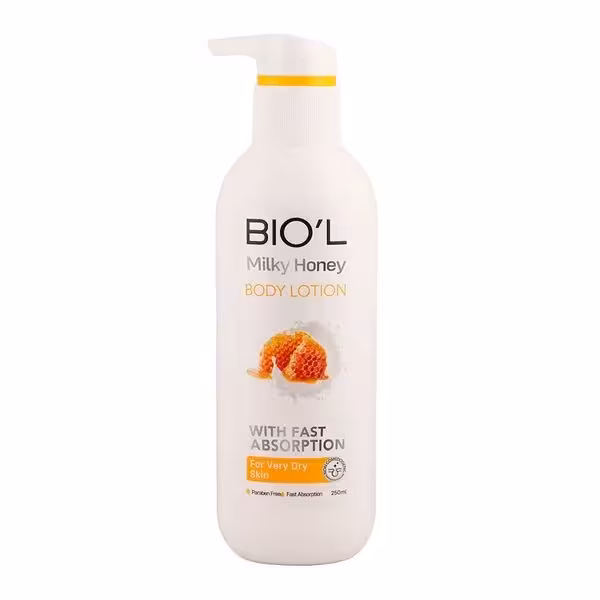 لوسیون مرطوب‌کننده بدن پوست خیلی خشک (عصاره شیر و عسل) بیول 250 میلی‌لیتر Biol
