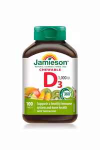 قرص ویتامین D3 جویدنی مقدار 1000 IU برند Jamieson - بسته 100 عددی