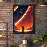 تابلو دکوراتیو طرح فضا، کد 205، با قاب مشکی