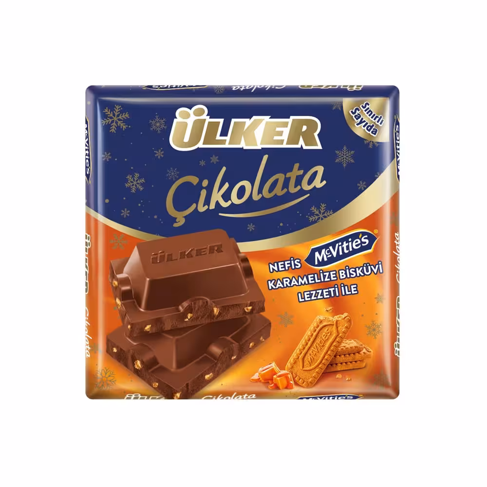 شکلات شیری اولکر حاوی تکه های بیسکویت کاراملی 60 گرم