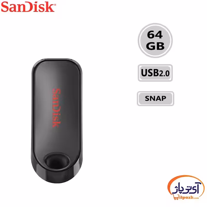 فلش مموری USB2.0 سن دیسک 64 گیگابایت مدل SanDisk SNAP