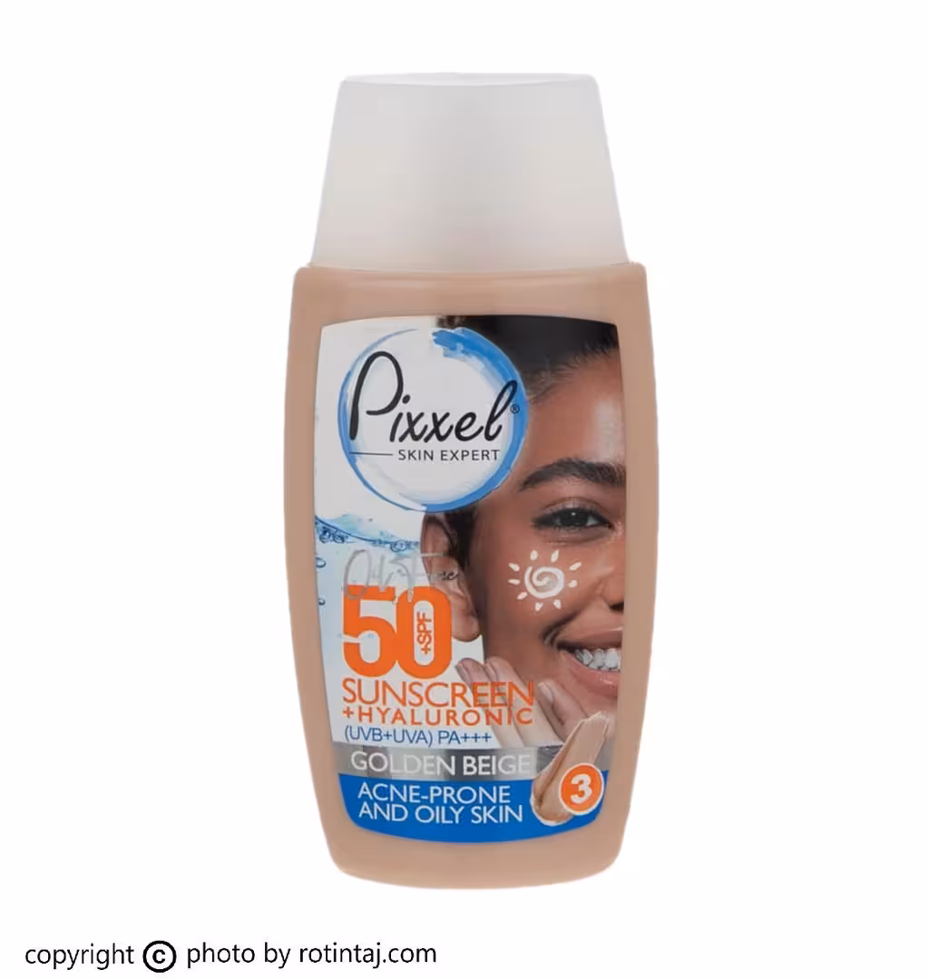 کرم ضد آفتاب بژ طلایی SPF50 پیکسل مناسب پوست خشک و حساس 50 میلی