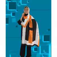 شال نخ اسلپ  سفید مشکی نارنجی اسپرت با رنگبندی مختلف رادا کد 80