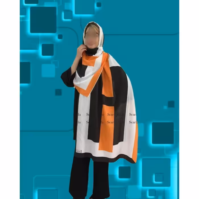 شال نخ اسلپ  سفید مشکی نارنجی اسپرت با رنگبندی مختلف رادا کد 80