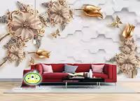 پوستر دیواری سه بعدی گلدار لوکس کد vip707