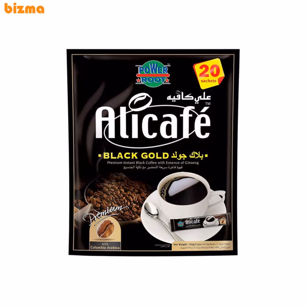 پودر قهوه علی کافه مدل Black Gold بسته 20 عددی