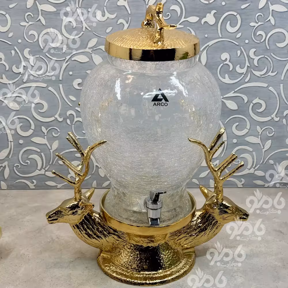 کلمن شیشه ای آرکو گوزن 2 سر طلایی الماس