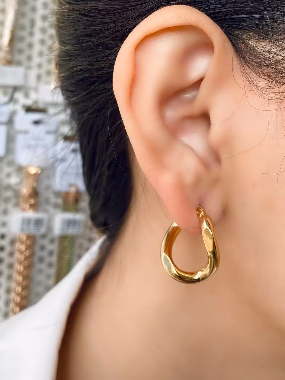 گوشواره حلقه ای استیل مدل دایره نا منظم