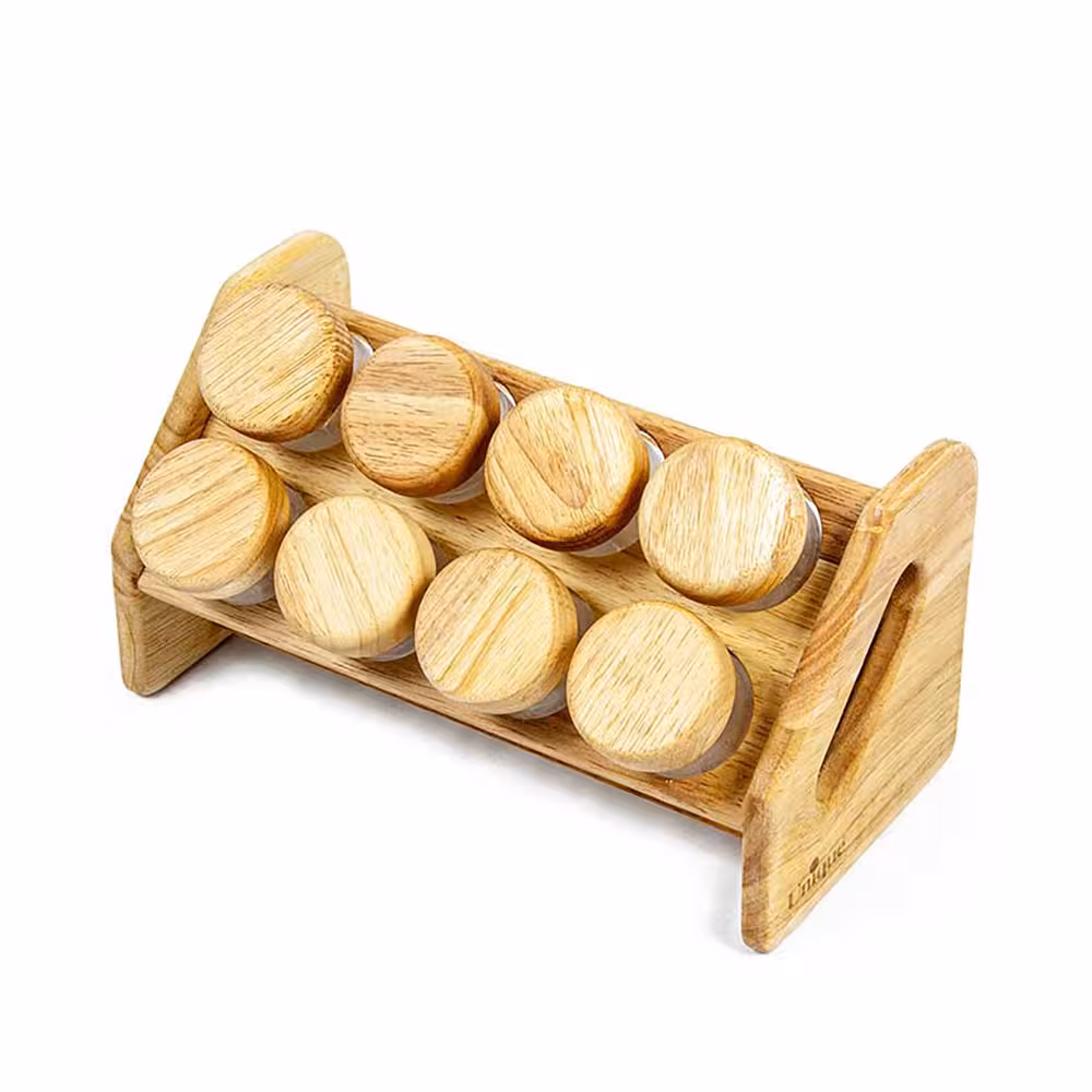 ادویه 8 تایی پایه کج چوبی مدل 6103