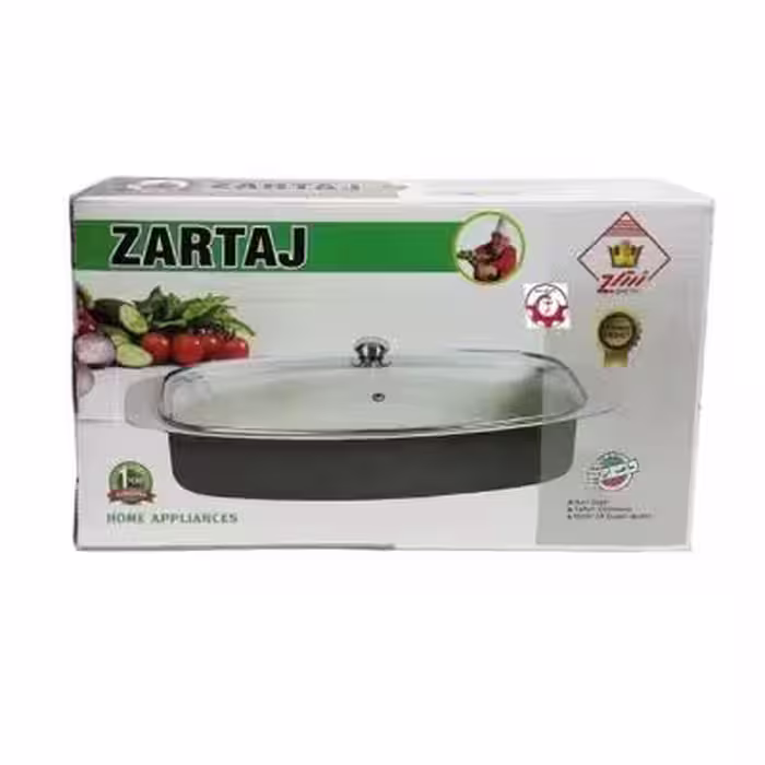 تابه ماهی زرتاج درب شیشه ای تفلون
