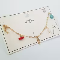 پابند طلایی آویز مروارید آب شیرین اصل از برند TOSH آلمان