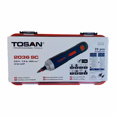 پیچ گوشتی شارژی توسن مدل 2036 SC مجموعه 25 عددی