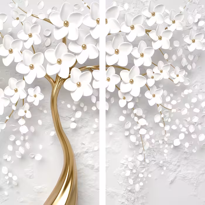 پرده مدل پانچی طرح شکوفه درخت سایز 280x145 سانتی متر