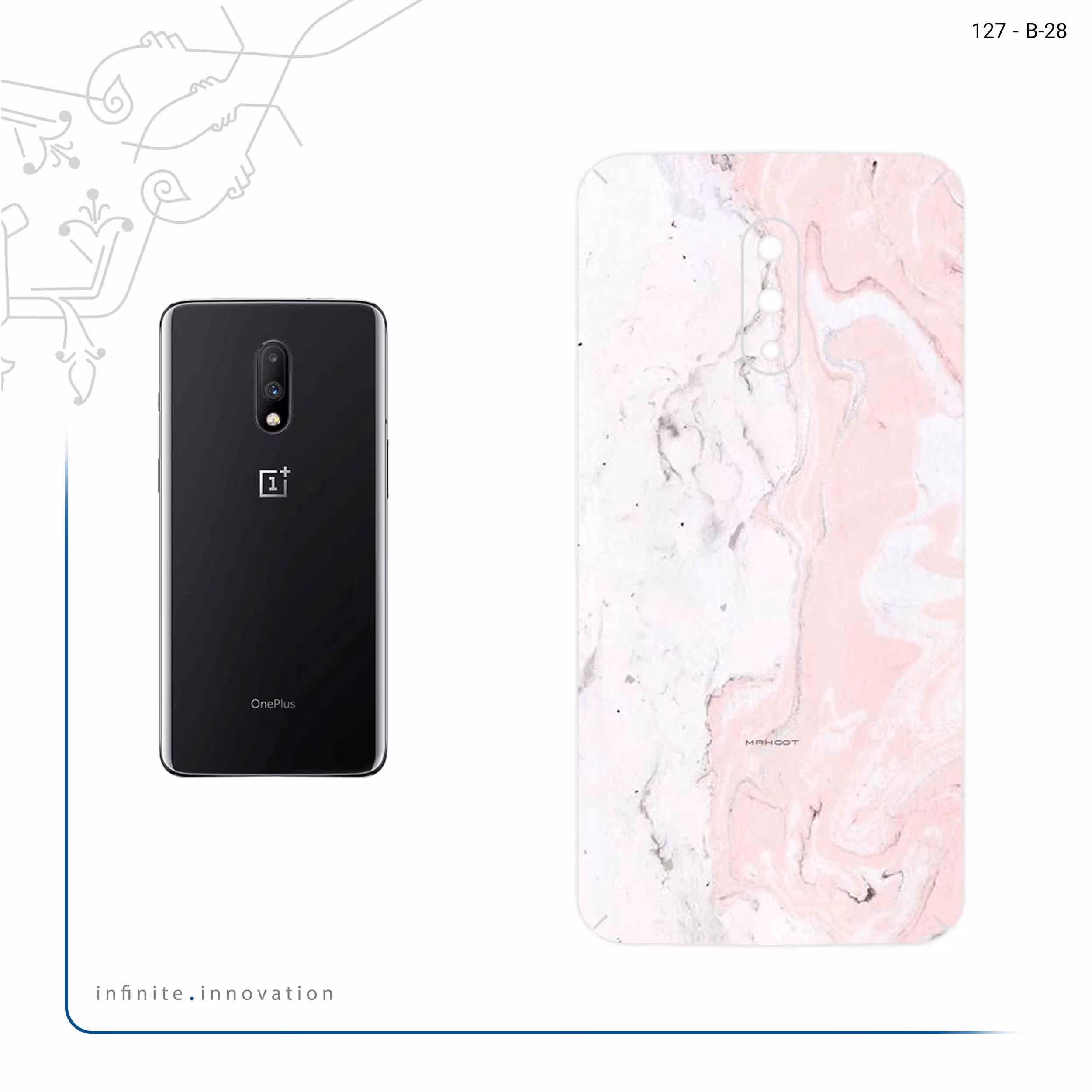 برچسب پوششی ماهوت مدل Blanco_Pink_Marble مناسب برای گوشی موبایل وان پلاس 7