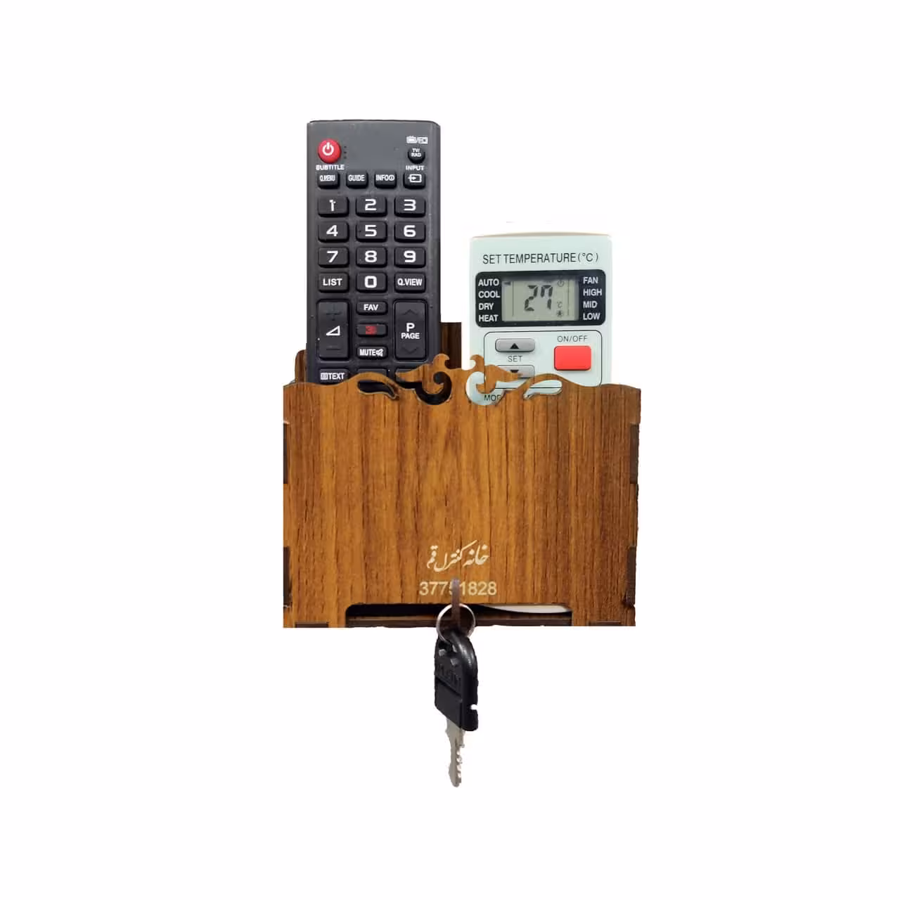 پایه نگهدارنده دیواری ریموت کنترل دوتایی (مناسب انواع کنترل ها) قهوه ای