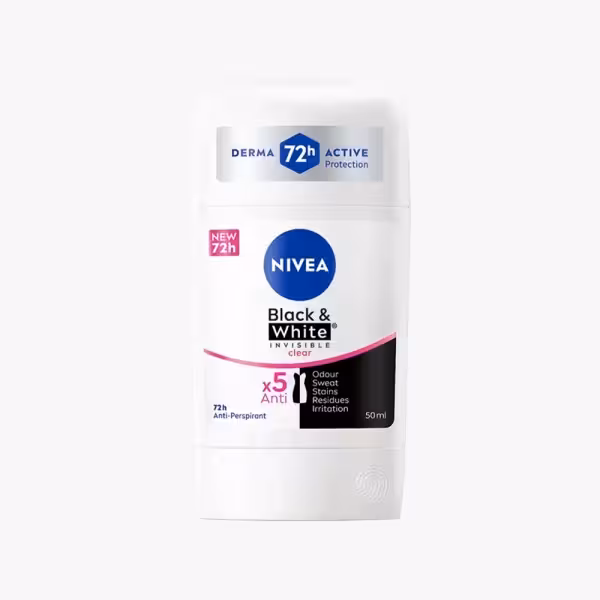مام استیک ضد تعریق زنانه Black & White Invisible Clear نیوا 50 میل
