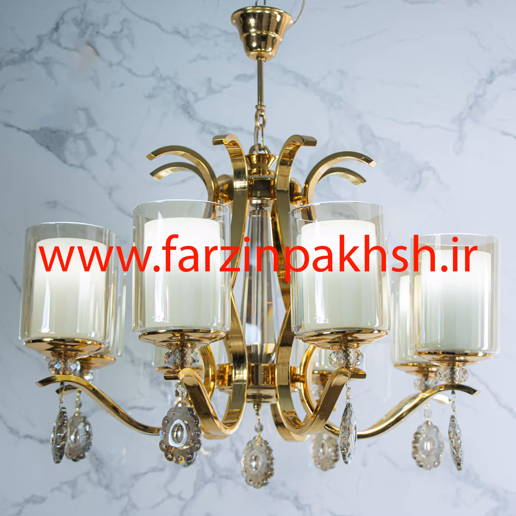 لوستر 6 شاخه مدل شاخه دو هلال