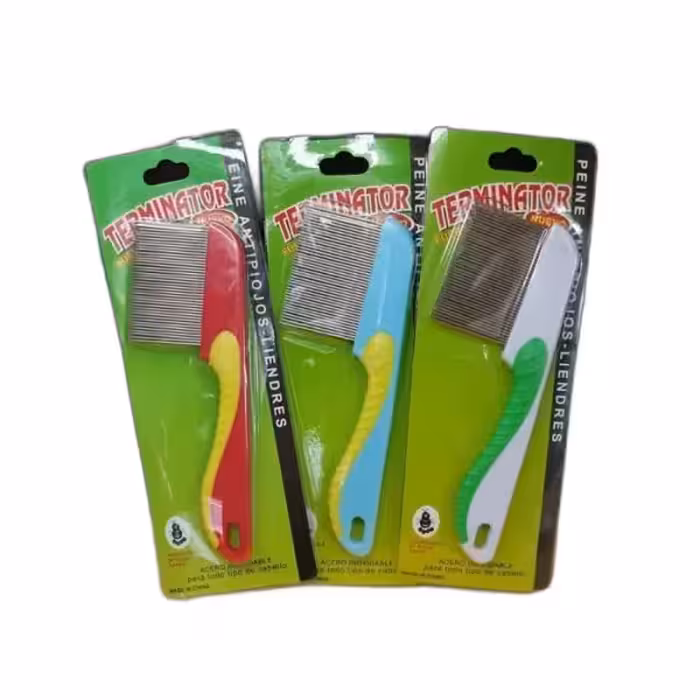 شانه ضد شپش دندانه فلزی بلند دسته دار