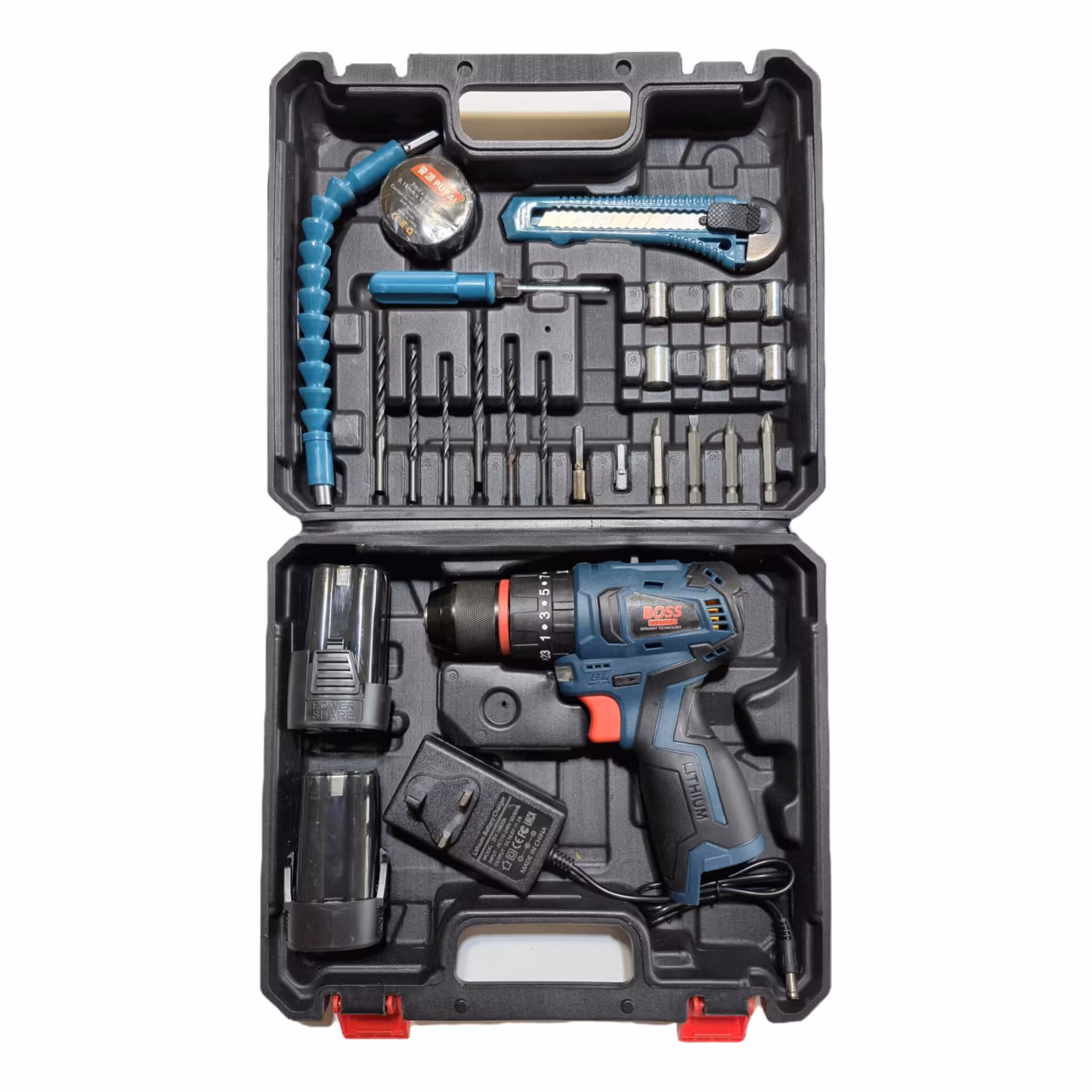 دریل شارژی 24 ولت براشلس چکشی سه نظام فلزی مدل 310 باس BOSS