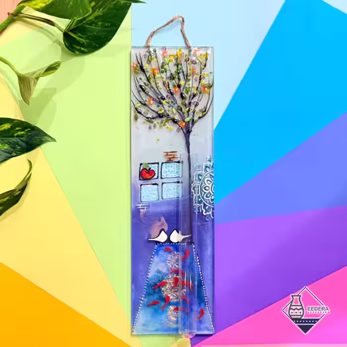گلدان آویز شیشه ای طرح سه