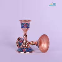 شمعدان کوچک مس و پرداز نقاشی دست و ورق ضخیم و با کیفیت مس