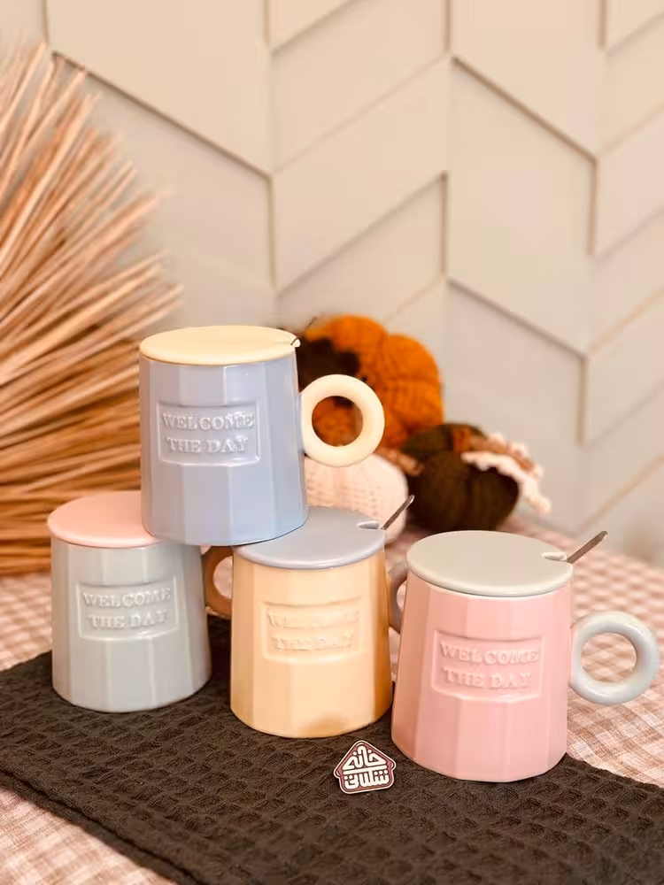 ماگ درب دار دسته گرد کد001109