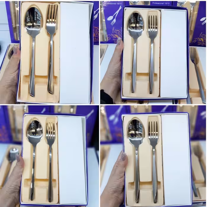 قاشق و چنگال استیل جعبه بنفش مارک یونیک  