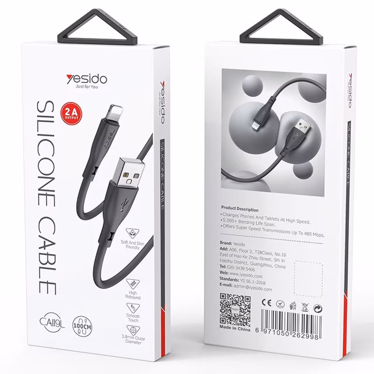کابل شارژر یو اس بی به لایتنینگ Yesido مدل CA119L