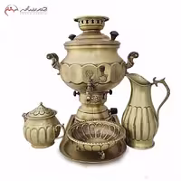 سرویس سماور گازی برنجی کد 113، طرح خطی شکیل با کیفیت عالی و گارانتی
