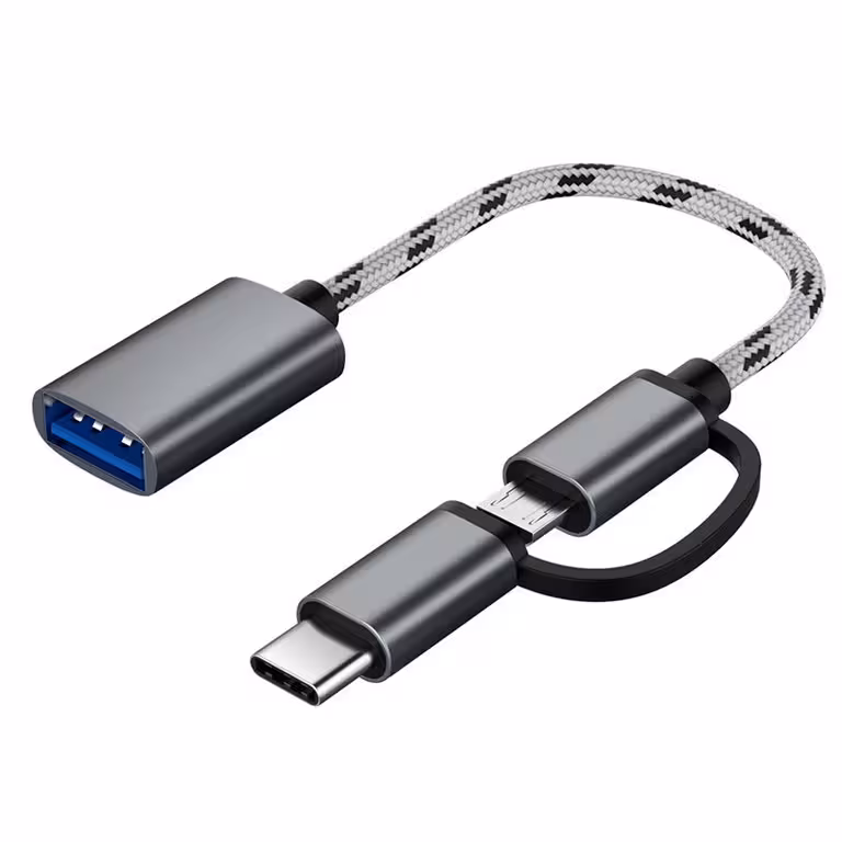 مبدل USB OTG به USB TYPE_C/microUSB مدل TWO IN ONE