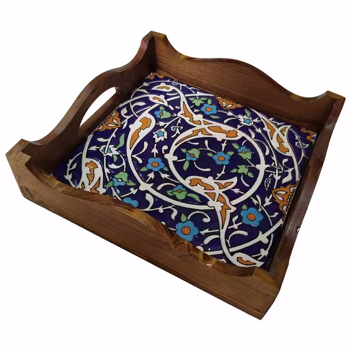 سینی چوبی طرح کاشی