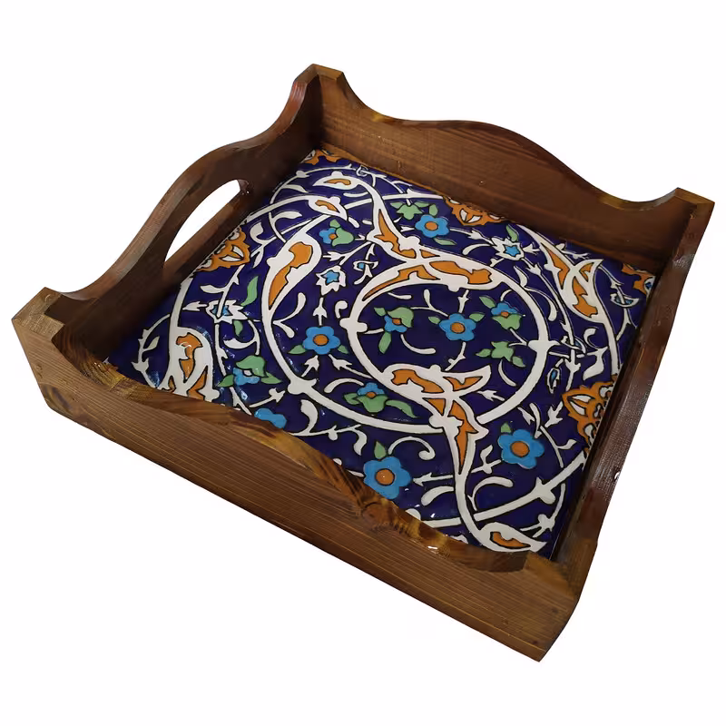 سینی چوبی طرح کاشی