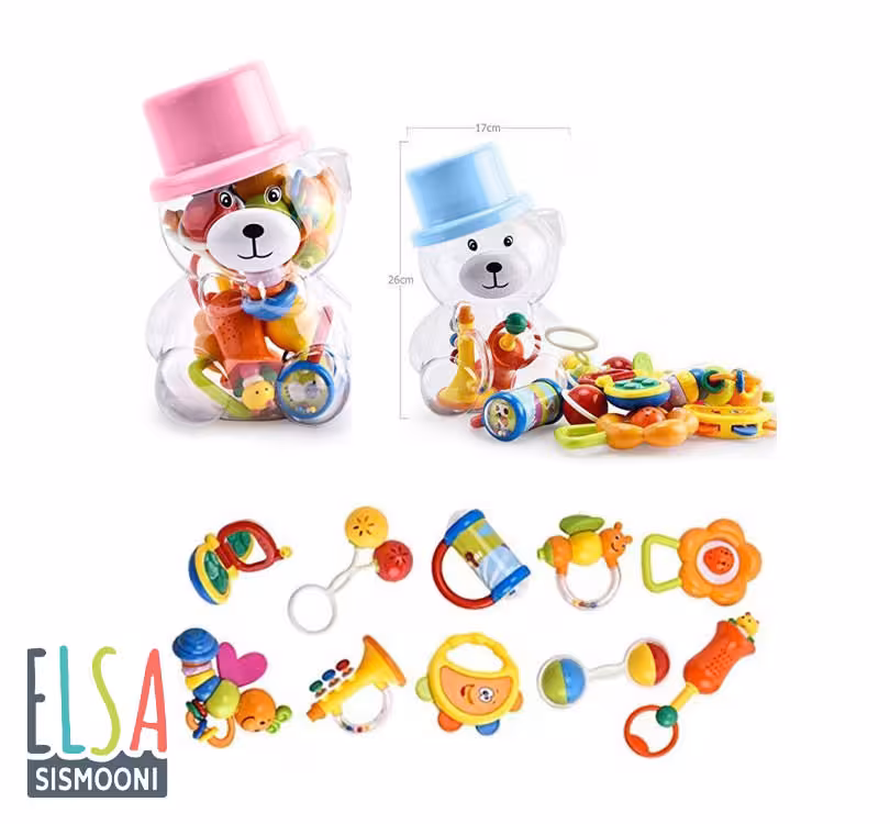 جغجغه نوزاد خرس کلاهدار 10عددی