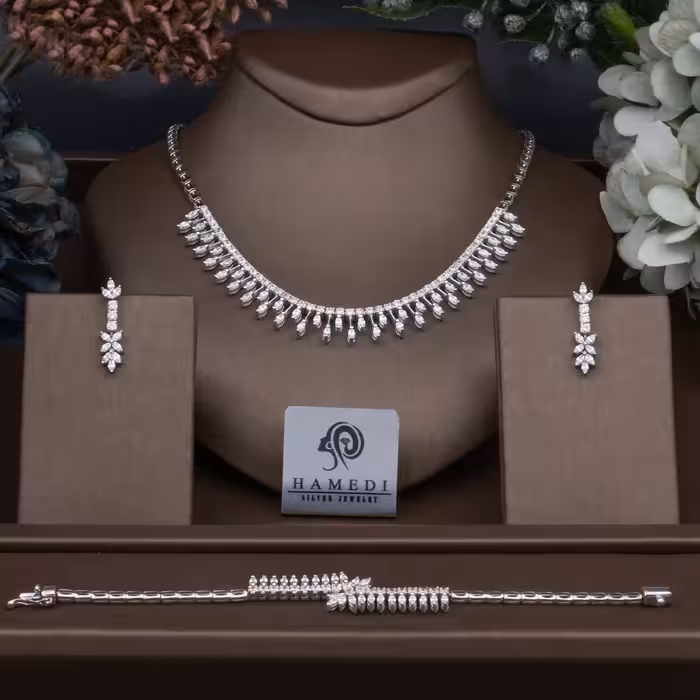 سرویس نقره جواهری عروس مدل SIL K6