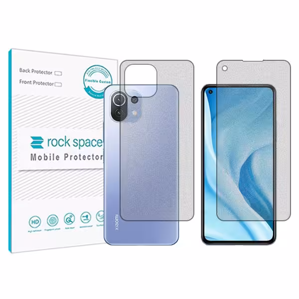 گلس صفحه نمایش و پشت گوشی شیائومی 11 Lite 4G مدل نانو هیدروژل مات برند راک اسپیس کد SS