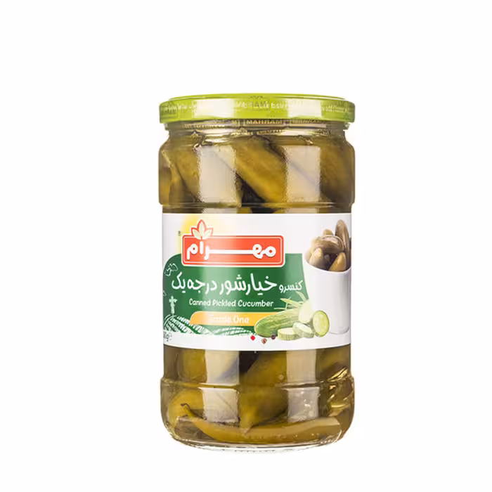 کنسرو خیار شور درجه یک مهرام 680 گرمی