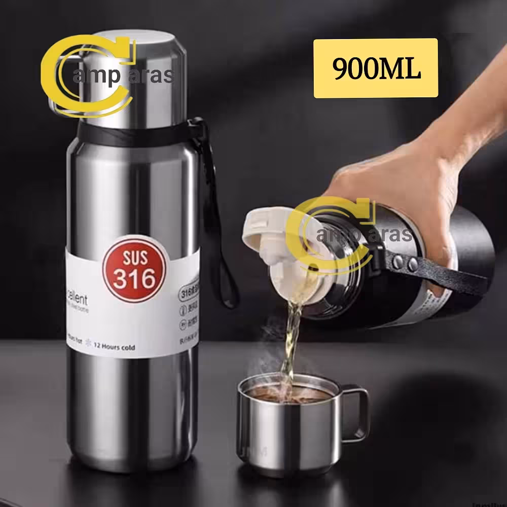 فلاسک وکیوم 900 میلی لیتر Vacuum Cup SUS 316 دوجداره - کمپ آراس